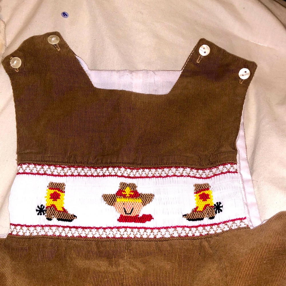 Little threads long all. Brown corduroy with cowboy Smocking 3T pearl buttons
